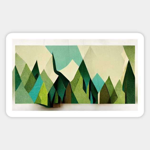 Lost in the Wilderness - Abstract Minimalism Papercraft Landscape Sticker by JensenArtCo